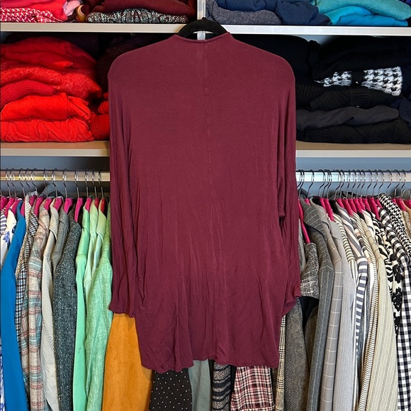 Painted Threads maroon long dolman sleeve open front jersey knit kimono size XS - Picture 3 of 3